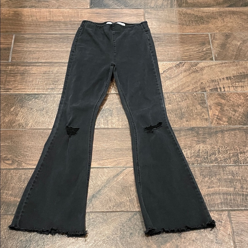 Tinseltown Black Distressed Flare Jeans
